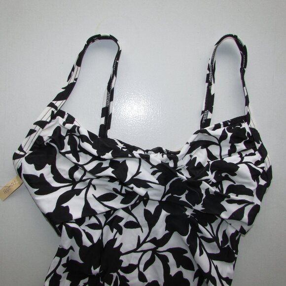 BODY ID Black Floral 1 Piece Swimsuit - Sz 8 - NEW - Picture 3 of 9